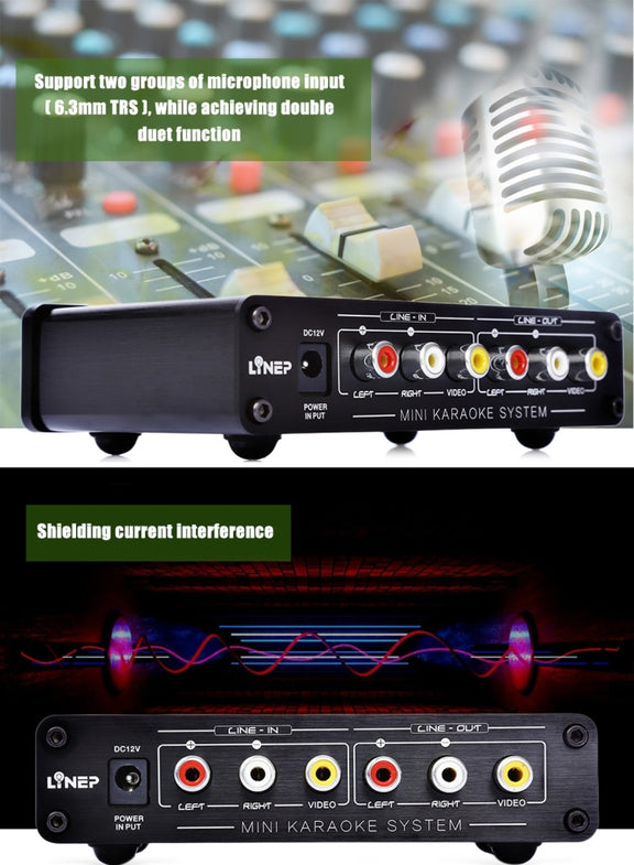 A933 Mini Karaoke Machine System Sound Mixer Amplifier for PC / TV / Mobile Phones, Support RCA in / 2 Channel Mic in(Black)