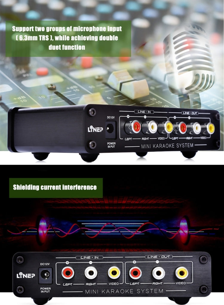 A933 Mini Karaoke Machine System Sound Mixer Amplifier for PC / TV / Mobile Phones, Support RCA in / 2 Channel Mic in(Black)