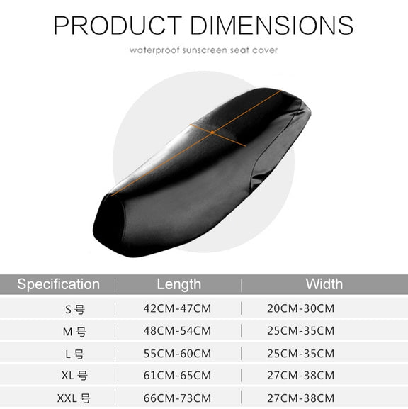 Water-resistant Motorcycle Black Leather Seat Cover Prevent Bask In Seat Scooter Cushion Protect, Size: XL, Length: 61-65cm; Width: 27-38cm