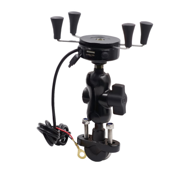 Motorcycle X Shape Aluminum Alloy Phone Bracket 5V 2.1A Phone Charger