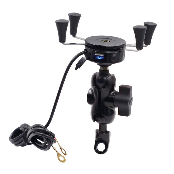 Motorcycle X Shape Aluminum Alloy Phone Bracket 5V 2.1A Phone Charger