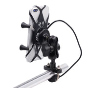 Motorcycle X Shape Aluminum Alloy Phone Bracket 5V 2.1A Phone Charger