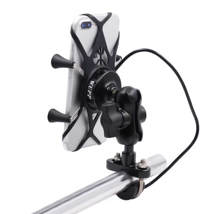 Motorcycle X Shape Aluminum Alloy Phone Bracket 5V 2.1A Phone Charger