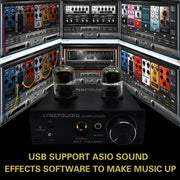 LINEPAUDIO A962 HiFi 6J9 Vacuum Tube Power Headphone Amplifier USB ASIO Sound Card(Black)