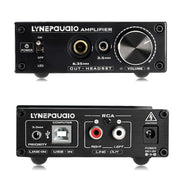 LINEPAUDIO A962 HiFi 6J9 Vacuum Tube Power Headphone Amplifier USB ASIO Sound Card(Black)