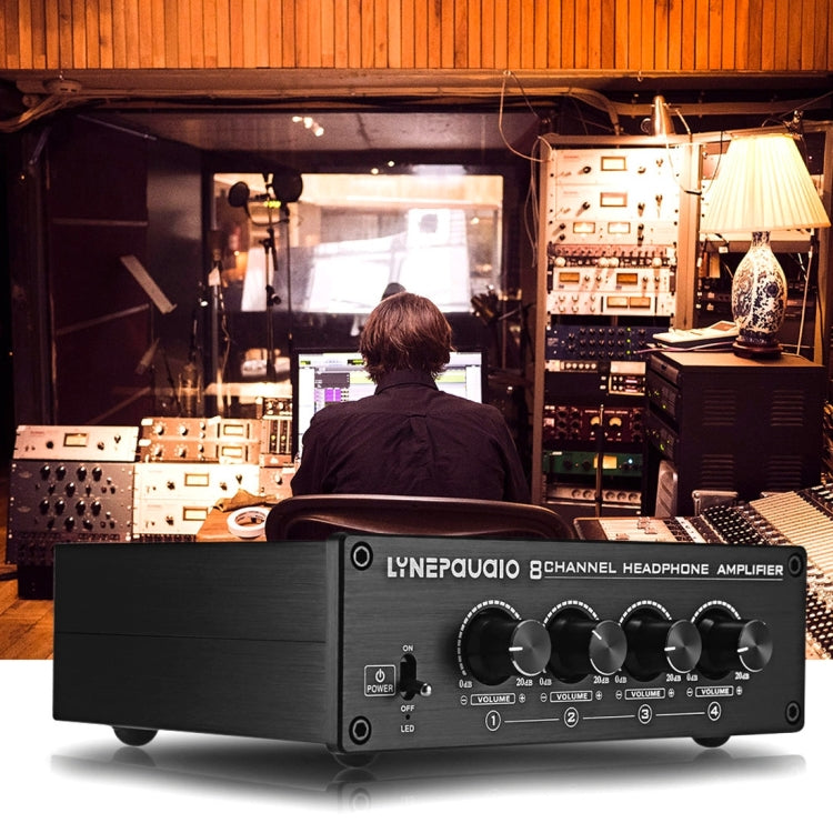 LINEPAUDIO A966 Pro Eight-channel Headphone Amplifier  Headphone Distributer Signal Amplifier(Black)