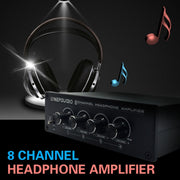 LINEPAUDIO A966 Pro Eight-channel Headphone Amplifier  Headphone Distributer Signal Amplifier(Black)