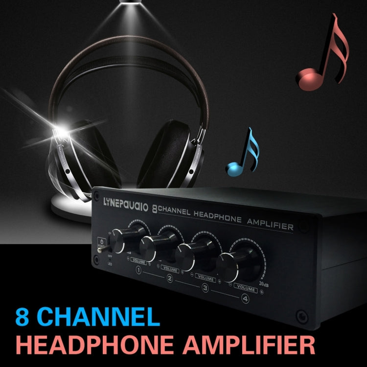 LINEPAUDIO A966 Pro Eight-channel Headphone Amplifier  Headphone Distributer Signal Amplifier(Black)