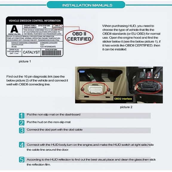 A200 OBD2 3.5 inch Vehicle-mounted Head Up Display Security System, Support Car Speed / Engine Revolving Speed Display / Water Temperature / Voltage