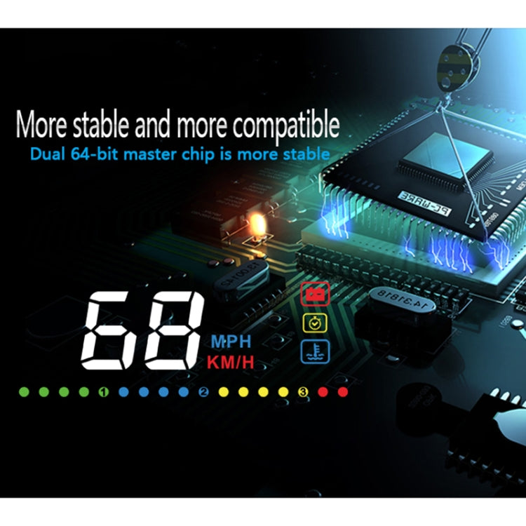 A200 OBD2 3.5 inch Vehicle-mounted Head Up Display Security System, Support Car Speed / Engine Revolving Speed Display / Water Temperature / Voltage