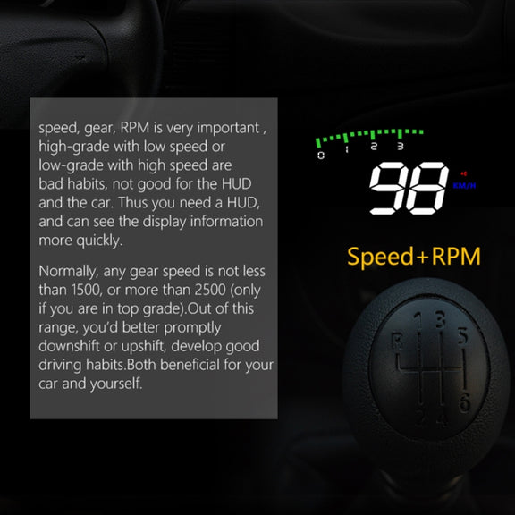 A900 OBD2 3.5 inch Vehicle-mounted Head Up Display Security System, Support Car Speed / Engine Revolving Speed Display / Water Temperature / Voltage / Driving Mileage