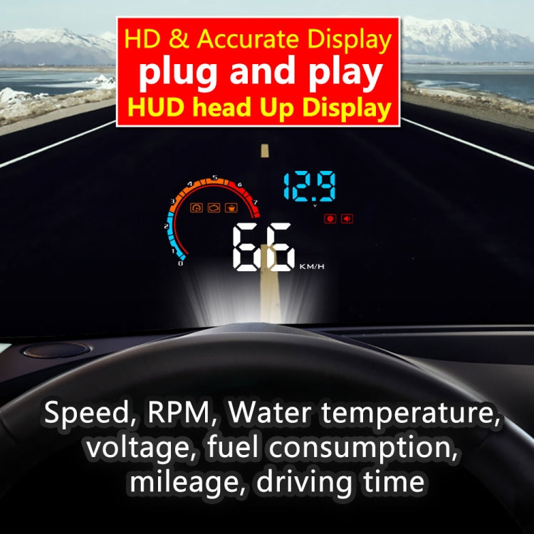 D2500 OBD2+GPS 4 inch Vehicle-mounted Head Up Display Security System, Support Car Speed / Engine Revolving Speed Display / Water Temperature / Battery Voltage / Running Speed & Direction & Distance