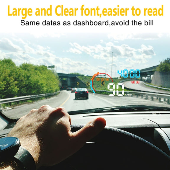 D2500 OBD2+GPS 4 inch Vehicle-mounted Head Up Display Security System, Support Car Speed / Engine Revolving Speed Display / Water Temperature / Battery Voltage / Running Speed & Direction & Distance