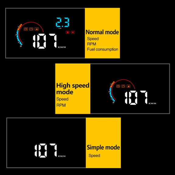D2500 OBD2+GPS 4 inch Vehicle-mounted Head Up Display Security System, Support Car Speed / Engine Revolving Speed Display / Water Temperature / Battery Voltage / Running Speed & Direction & Distance