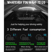 D2500 OBD2+GPS 4 inch Vehicle-mounted Head Up Display Security System, Support Car Speed / Engine Revolving Speed Display / Water Temperature / Battery Voltage / Running Speed & Direction & Distance
