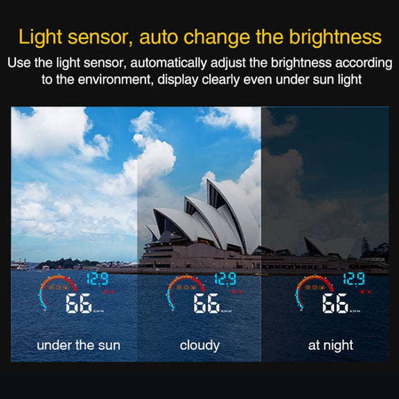 D2500 OBD2+GPS 4 inch Vehicle-mounted Head Up Display Security System, Support Car Speed / Engine Revolving Speed Display / Water Temperature / Battery Voltage / Running Speed & Direction & Distance