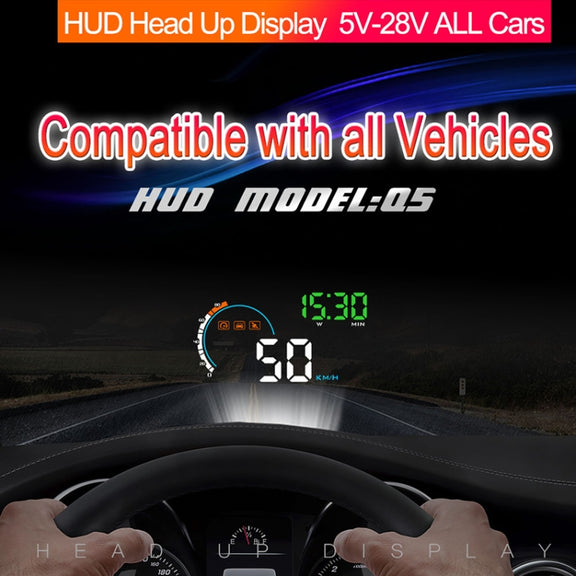 Q5 GPS 4 inch Vehicle-mounted Head Up Display Security System, Support Running Speed & Direction & Distance / Driving Kilometres /