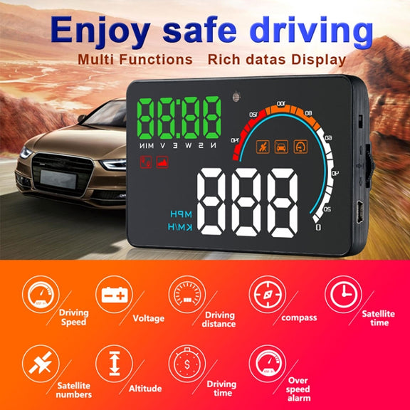 Q5 GPS 4 inch Vehicle-mounted Head Up Display Security System, Support Running Speed & Direction & Distance / Driving Kilometres /