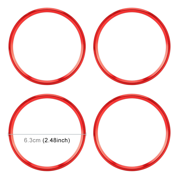 4 PCS Car Metal Wheel Hub Decoration Ring for BMW 5 Series 2018 (Red)