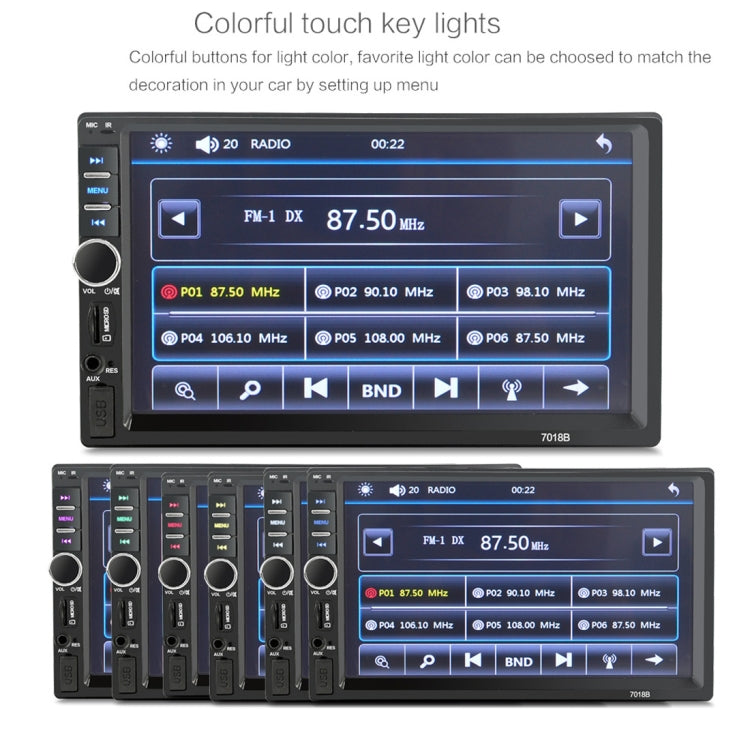 7018B 7.0 inch HD Touch Screen Dual DIN Car Radio Bluetooth Stereo MP3 / MP4 / MP5 Player with Remote Control, with Rearview Camera, 6800 Module, Support  FM / TF Card / USB Flash Disk