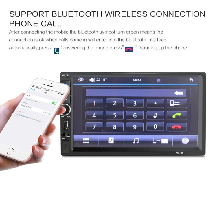 7018B 7.0 inch HD Touch Screen Dual DIN Car Radio Bluetooth Stereo MP3 / MP4 / MP5 Player with Remote Control, with Rearview Camera, 6800 Module, Support  FM / TF Card / USB Flash Disk