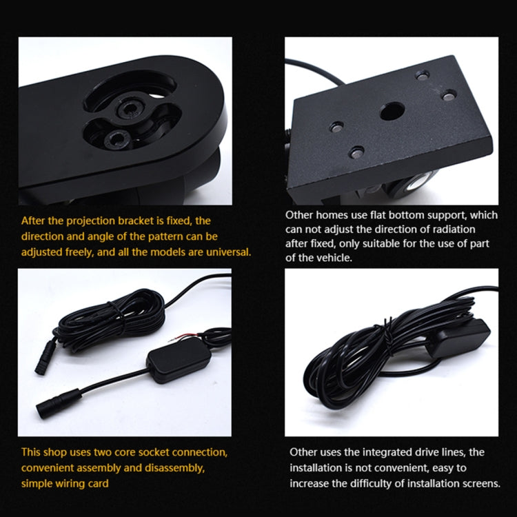 2 PCS DC 8-36V Ghost Shadow Courtesy Angel Wings Projection Lamp Car Door LED Welcome Lights(White Light)