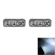 2 PCS DC 12V 6W 400 LM 6000K Tri Circular Car DRL Daytime Running White Lights Lamp, Cable Length: 50cm