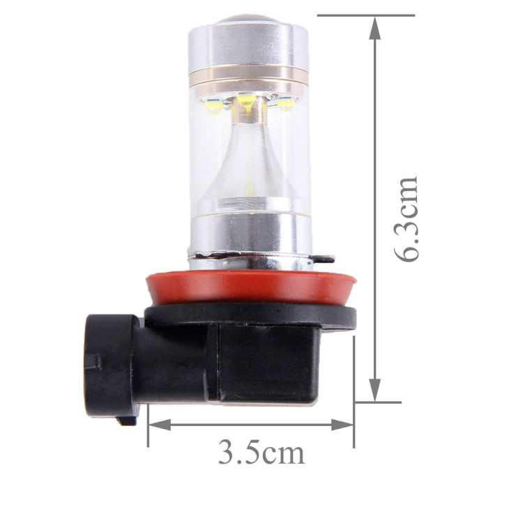 2 PCS H8/H11 30W 350 LM 6000K  White Light 6 LED Car Fog Light Bulb, DC 12V