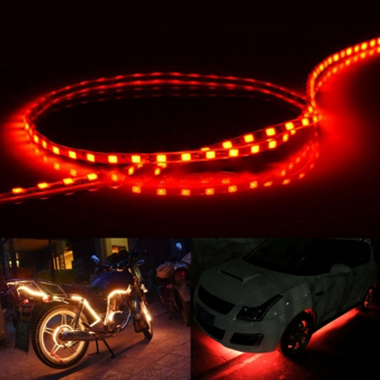 5 PCS 45 LED 3528 SMD Water-resistant Flexible Car Strip Light for Car Decoration, DC 12V, Length: 90cm(Red Light)
