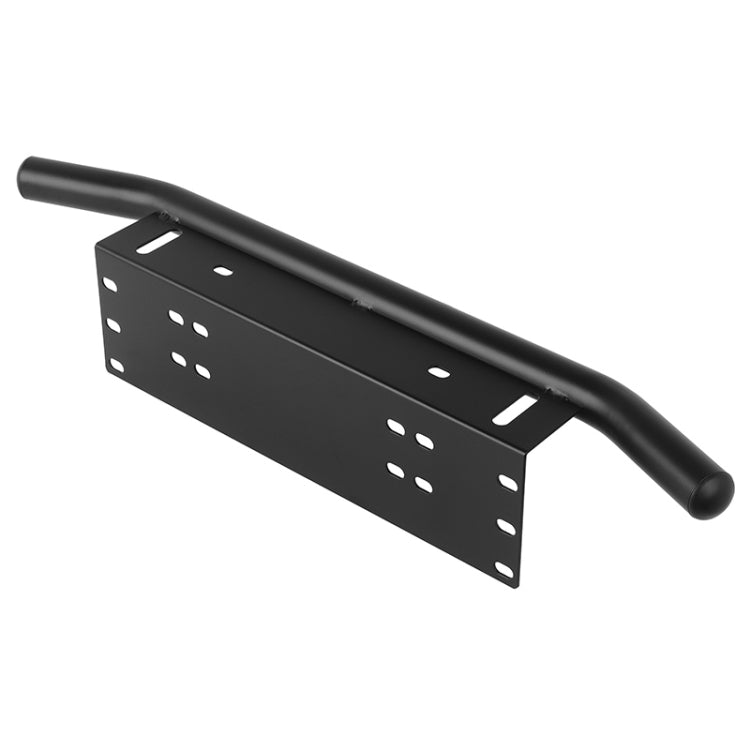 Universal License Plate Bumper Frame for Off-Road Jeep LED Work Light Bar Mounting Bracket with Front Bucket(Black)