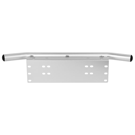 Universal License Plate Bumper Frame for Off-Road Jeep LED Work Light Bar Mounting Bracket with Front Bucket(Silver)