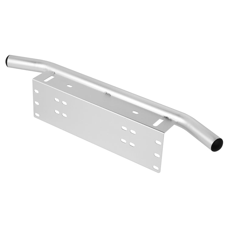 Universal License Plate Bumper Frame for Off-Road Jeep LED Work Light Bar Mounting Bracket with Front Bucket(Silver)