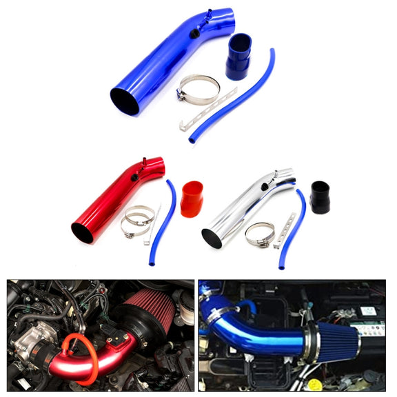 Universal  Air Intakes Short Cold Racing Aluminium Air Intake Pipe Hose with Cone Filter Kit System(Blue)