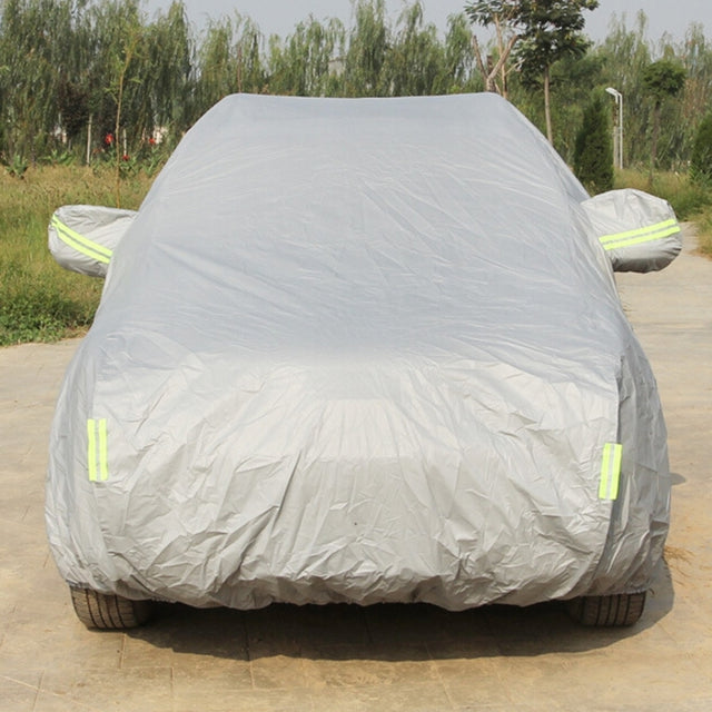 Oxford Cloth Anti-Dust Water-resistant Sunproof Flame Retardant Breathable Indoor Outdoor Full Car Cover Sun UV Snow Dust Resistant Protection SUV Car Cover with Warning Strips, Fits Cars up to 4.7m(183 inch) in Length