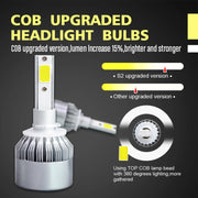 2pcs 880/881 18W 1800LM 6000K Water-resistant IP68 Car Auto LED Headlight with 2 COB LED Lamps, DC 9-36V(White Light)