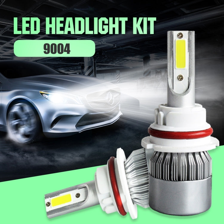 2pcs 9004 18W 1800LM 6000K Water-resistant IP68 Car Auto LED Headlight with 2 COB LED Lamps, DC 9-36V(White Light)