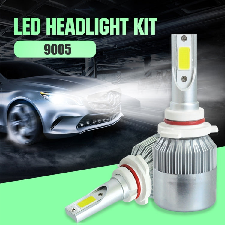 2pcs 9005 18W 1800LM 6000K Water-resistant IP68 Car Auto LED Headlight with 2 COB LED Lamps, DC 9-36V(White Light)