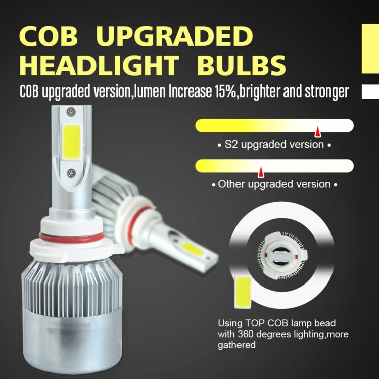 2pcs 9005 18W 1800LM 6000K Water-resistant IP68 Car Auto LED Headlight with 2 COB LED Lamps, DC 9-36V(White Light)