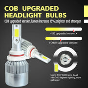 2pcs 9005 18W 1800LM 6000K Water-resistant IP68 Car Auto LED Headlight with 2 COB LED Lamps, DC 9-36V(White Light)