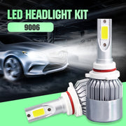 2 PCS C9 9006 18W 1800LM 6000K Water-resistant IP68 Car Auto LED Headlight with 2 COB LED Lamps, DC 9-36V(White Light)