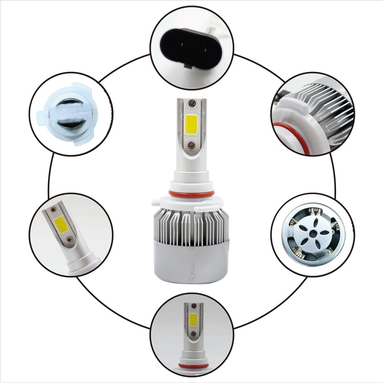 2 PCS C9 9006 18W 1800LM 6000K Water-resistant IP68 Car Auto LED Headlight with 2 COB LED Lamps, DC 9-36V(White Light)