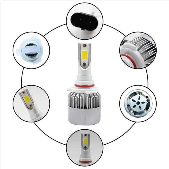 2 PCS C9 9006 18W 1800LM 6000K Water-resistant IP68 Car Auto LED Headlight with 2 COB LED Lamps, DC 9-36V(White Light)