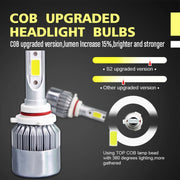2 PCS C9 9006 18W 1800LM 6000K Water-resistant IP68 Car Auto LED Headlight with 2 COB LED Lamps, DC 9-36V(White Light)