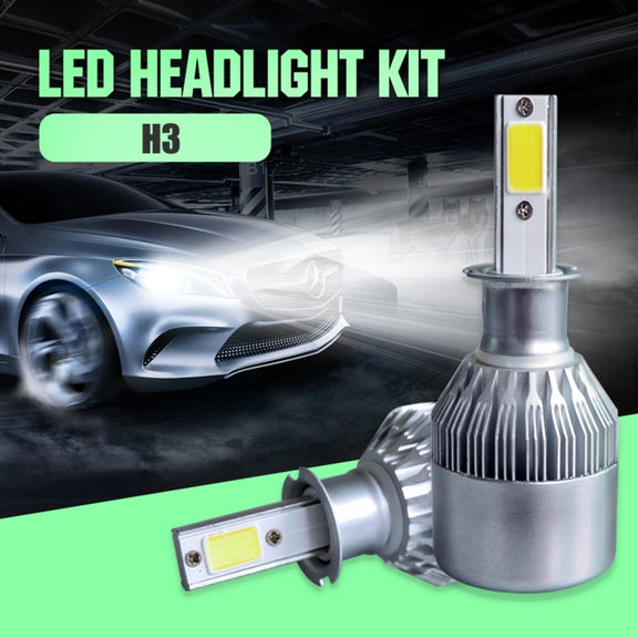 2pcs H3 18W 1800LM 6000K Water-resistant IP68 Car Auto LED Headlight with 2 COB LED Lamps, DC 9-36V(White Light)