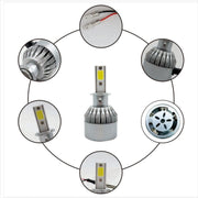 2pcs H3 18W 1800LM 6000K Water-resistant IP68 Car Auto LED Headlight with 2 COB LED Lamps, DC 9-36V(White Light)