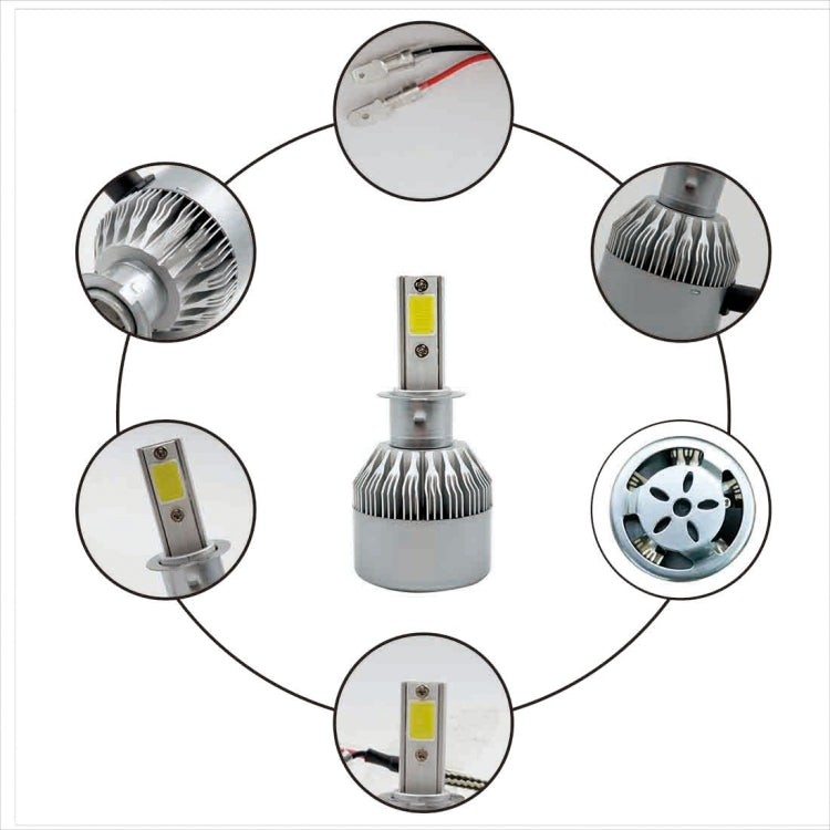 2pcs H3 18W 1800LM 6000K Water-resistant IP68 Car Auto LED Headlight with 2 COB LED Lamps, DC 9-36V(White Light)