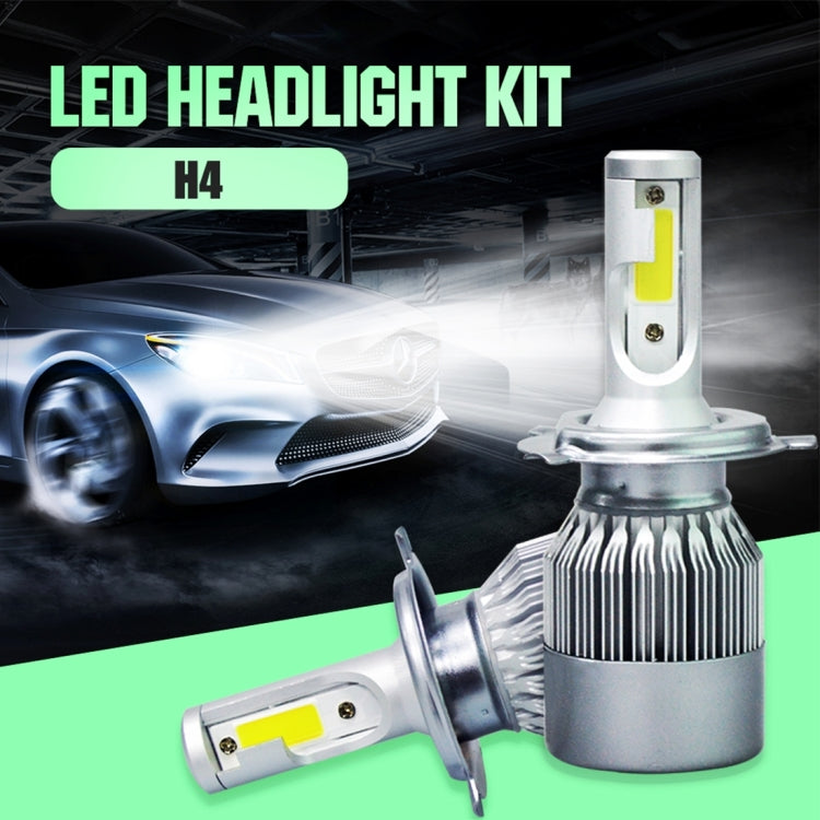 2pcs H4 18W 1800LM 6000K Water-resistant IP68 Car Auto LED Headlight with 2 COB LED Lamps, DC 9-36V(White Light)