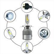 2pcs H4 18W 1800LM 6000K Water-resistant IP68 Car Auto LED Headlight with 2 COB LED Lamps, DC 9-36V(White Light)