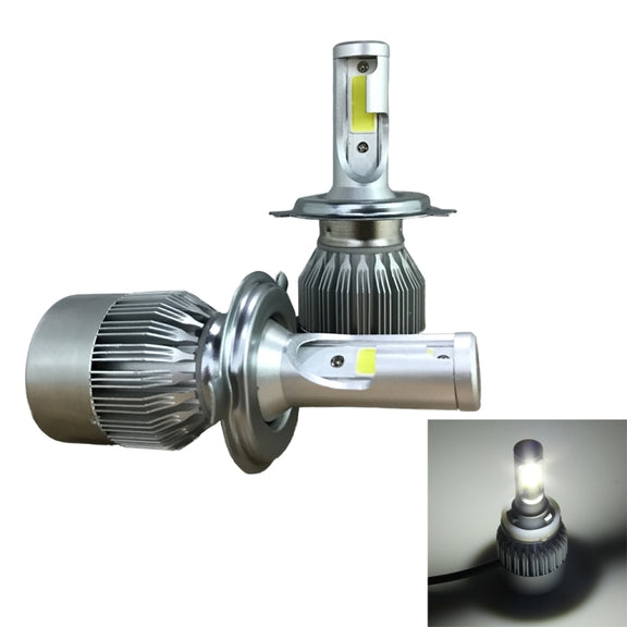 2pcs H4 18W 1800LM 6000K Water-resistant IP68 Car Auto LED Headlight with 2 COB LED Lamps, DC 9-36V(White Light)