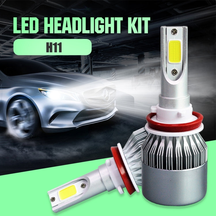 2pcs H8/H11 18W 1800LM 6000K Water-resistant IP68 Car Auto LED Headlight with 2 COB LED Lamps, DC 9-36V(White Light)